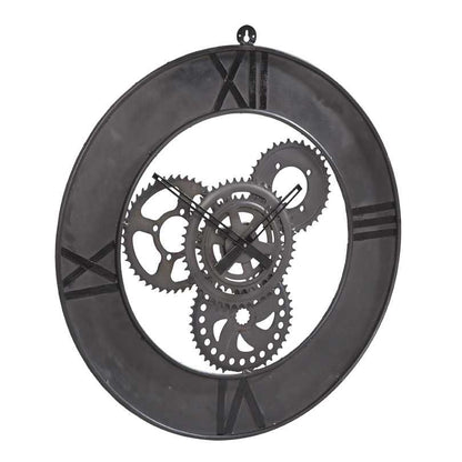 Inari Industrial Metal Cogs Wall Clock Roman Numerals