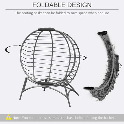 Ranido Grey Rattan Freestanding Folding Egg Chair With Bottle Holder
