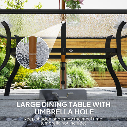 Sahale 6 Seater Black Garden Dining Set with Padded Tufted Cushions