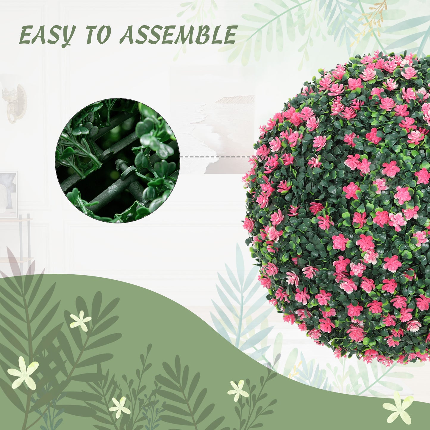 Notolu Kano Set Of 2 Artificial Boxwood Ball Plants In Pink Finish