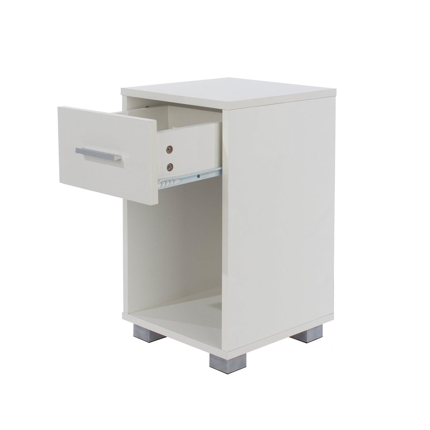 Augsburg White Gloss Wood 1 Drawer Compact Bedside Cabinet
