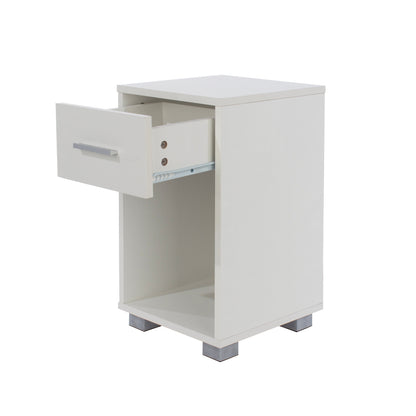 Augsburg White Gloss Wood 1 Drawer Compact Bedside Cabinet
