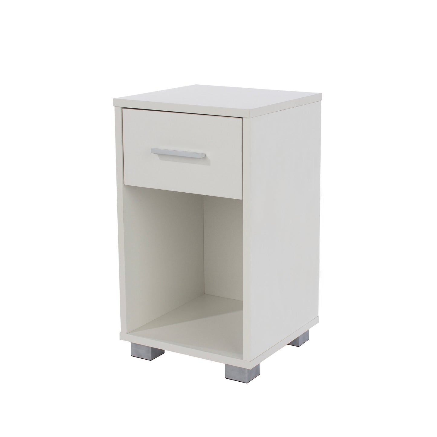 Augsburg White Gloss Wood 1 Drawer Compact Bedside Cabinet