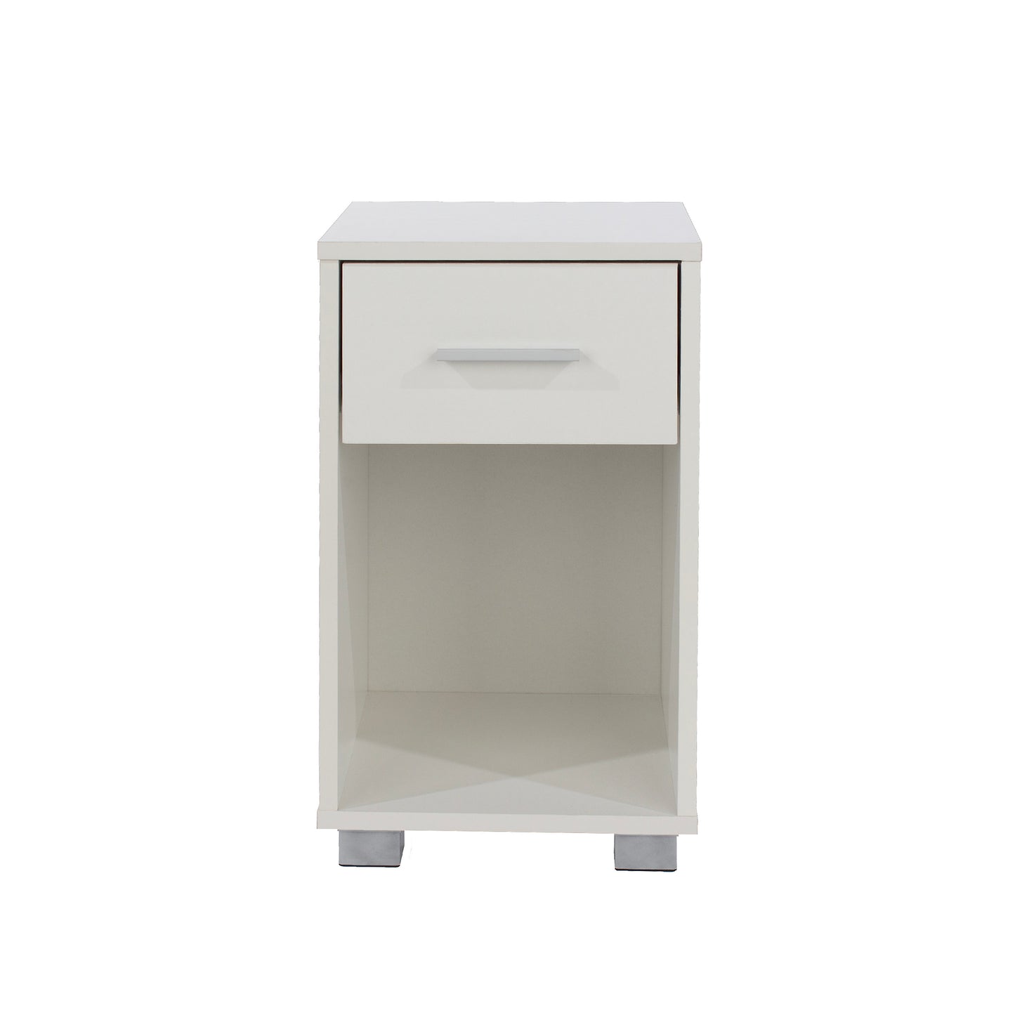 Augsburg White Gloss Wood 1 Drawer Compact Bedside Cabinet