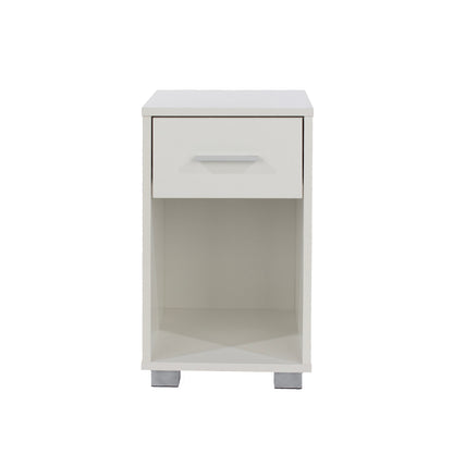 Augsburg White Gloss Wood 1 Drawer Compact Bedside Cabinet