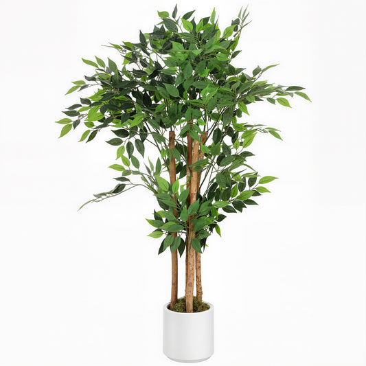Rokalo Artificial Ficus Style Tree With Solid Trunk Detail In Pot H8 120cm Green
