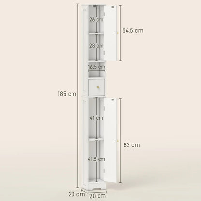 Extra Tall Bathroom Storage Cabinet With Arched Doors White 185cm