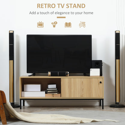 Layo 120cm Wooden Wood Effect TV Stand With Sliding Door For 50 Inch Screens