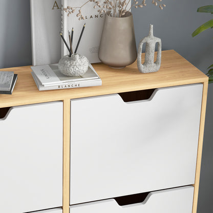 Margarita Wooden Natural  and White Shoe Cabinet With 4 Flip Drawers For 8 To 16 Pairs