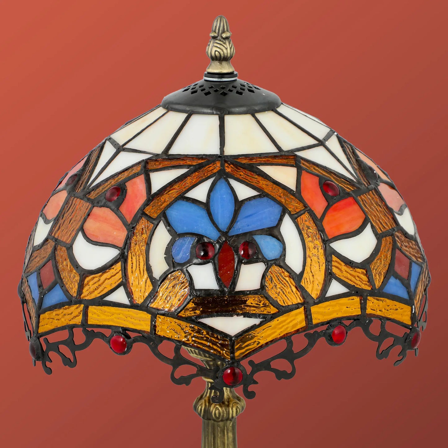 Capitti Glass And Metal Multicoloured Stained Glass Table Lamp With Zinc Alloy Base