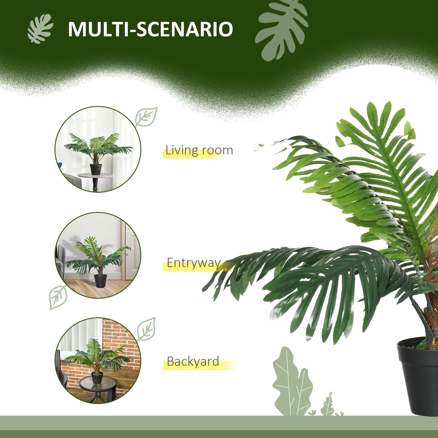 Keli Pair Of Artificial Palm Style Decorative Trees In Nursery Pots H8 60cm