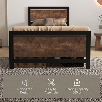 Lemisa 3FT Single Metal Bed Frame with Headboard and Footboard