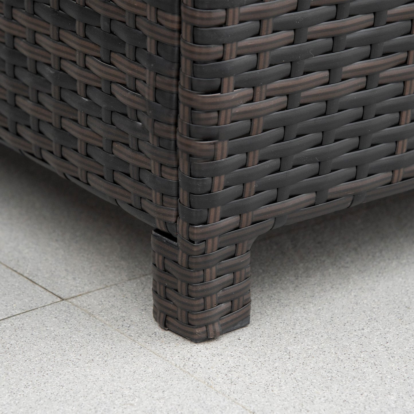 Naco Rattan Brown Outdoor Side Table With Tempered Glass Top
