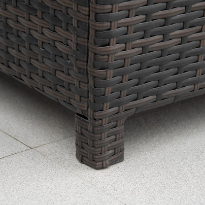 Naco Rattan Brown Outdoor Side Table With Tempered Glass Top