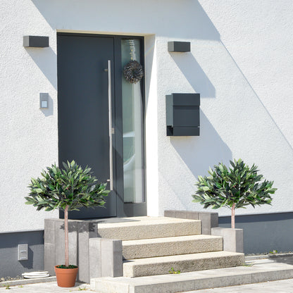 Miva Set Of 2 Artificial Olive Style Trees In Green With Orange Pots