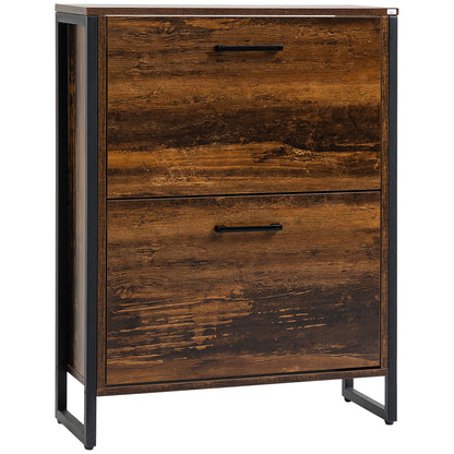 Conine Rustic Wood Effect 2 Door Shoe Storage Cabinet For 12 Pairs