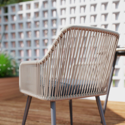 Sudore Rele Rattan Light Brown 4 Seater Outdoor Dining Set With Cushions And Round Glass Table