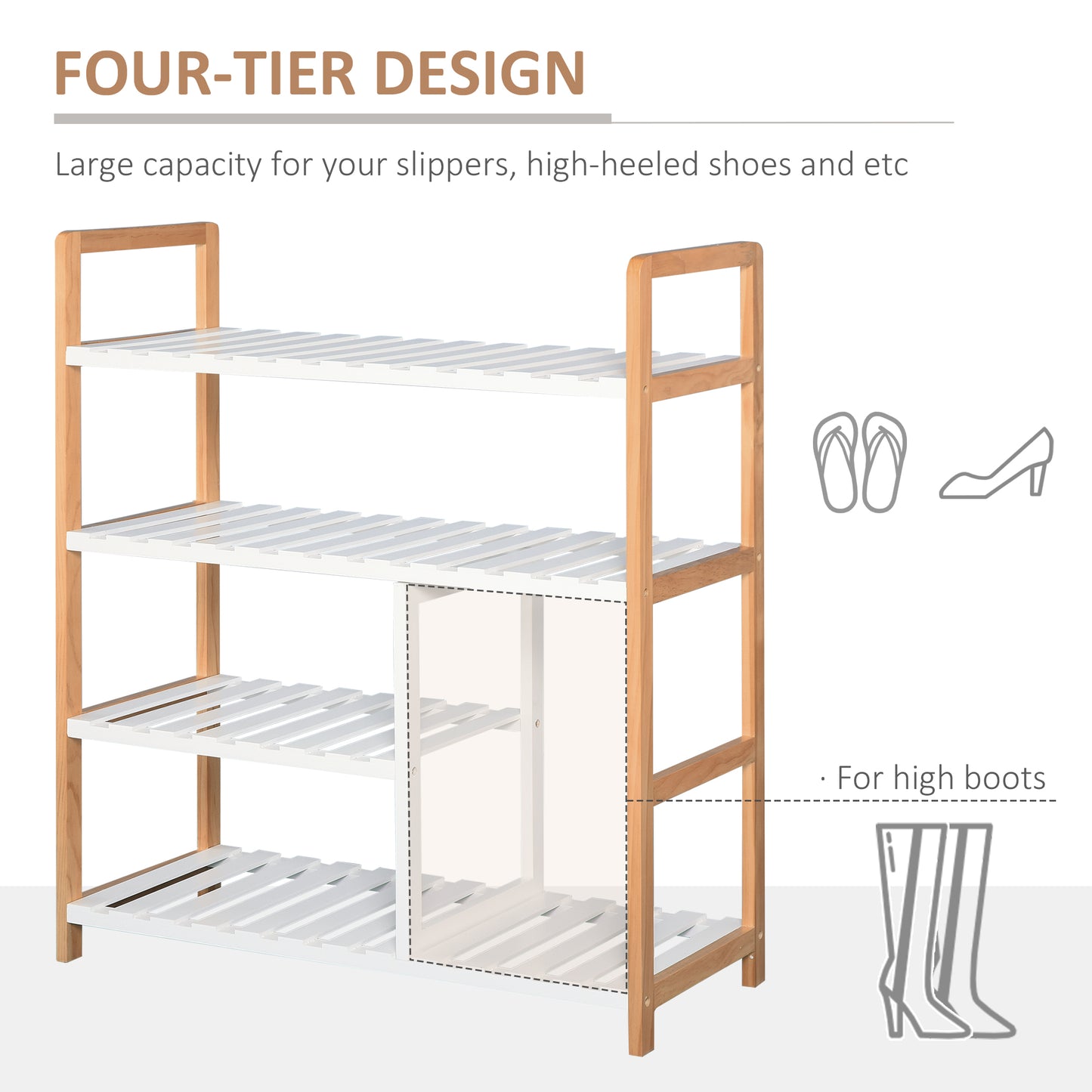 Tael Wooden 4 Tier Shoe Rack With Open Shelving