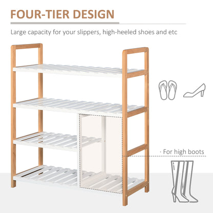 Tael Wooden 4 Tier Shoe Rack With Open Shelving