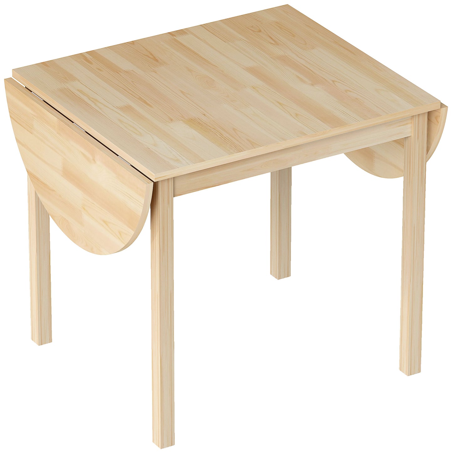 Fico Solid Wood Natural Drop Leaf Dining Table Seating 4 To 6
