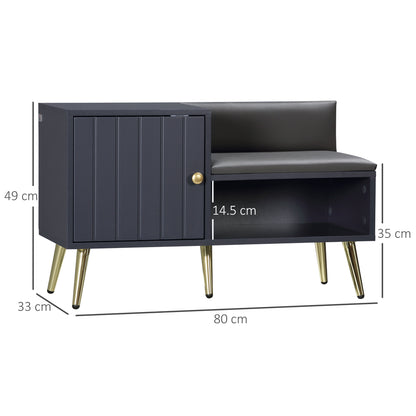 Roha Wooden Grey Shoe Storage Unit With Padded Seat
