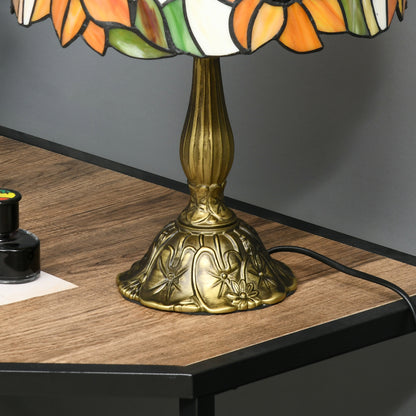 Limbaka Glass And Metal Orange Sunflower Stained Glass Table Lamp