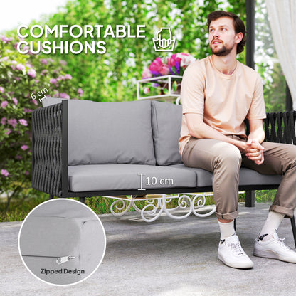 Salitte Rattan Rope Grey 4 Seater Outdoor Furniture Set With Cushions
