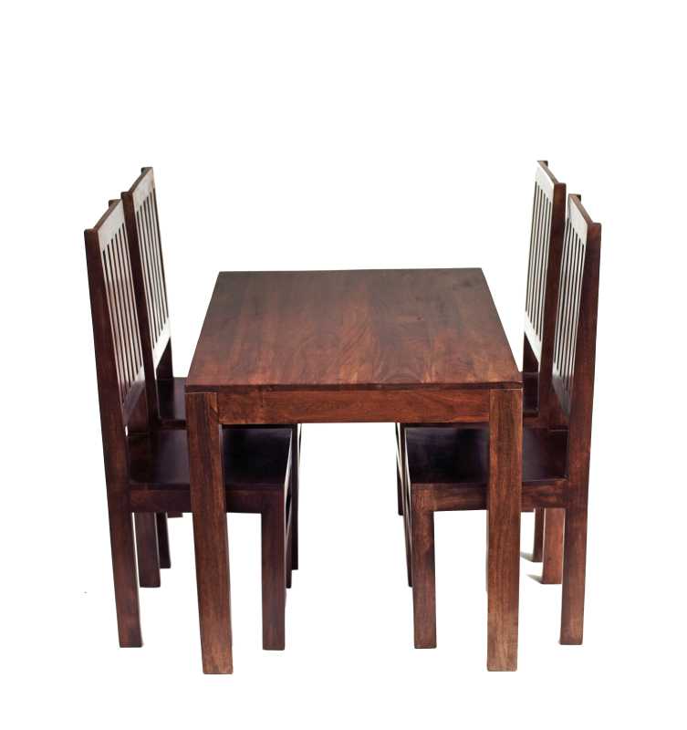 Phuket Dark Mango Wood Dining Set with Four Wooden Chairs