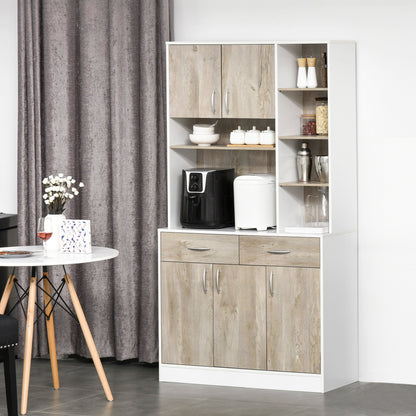 Dosefa Mita Wooden White Kitchen Sideboard With Countertop Drawers And Adjustable Shelves