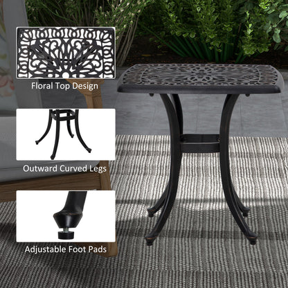 Kesa Cast Aluminium Bronze Square Outdoor Bistro Table With Umbrella Hole