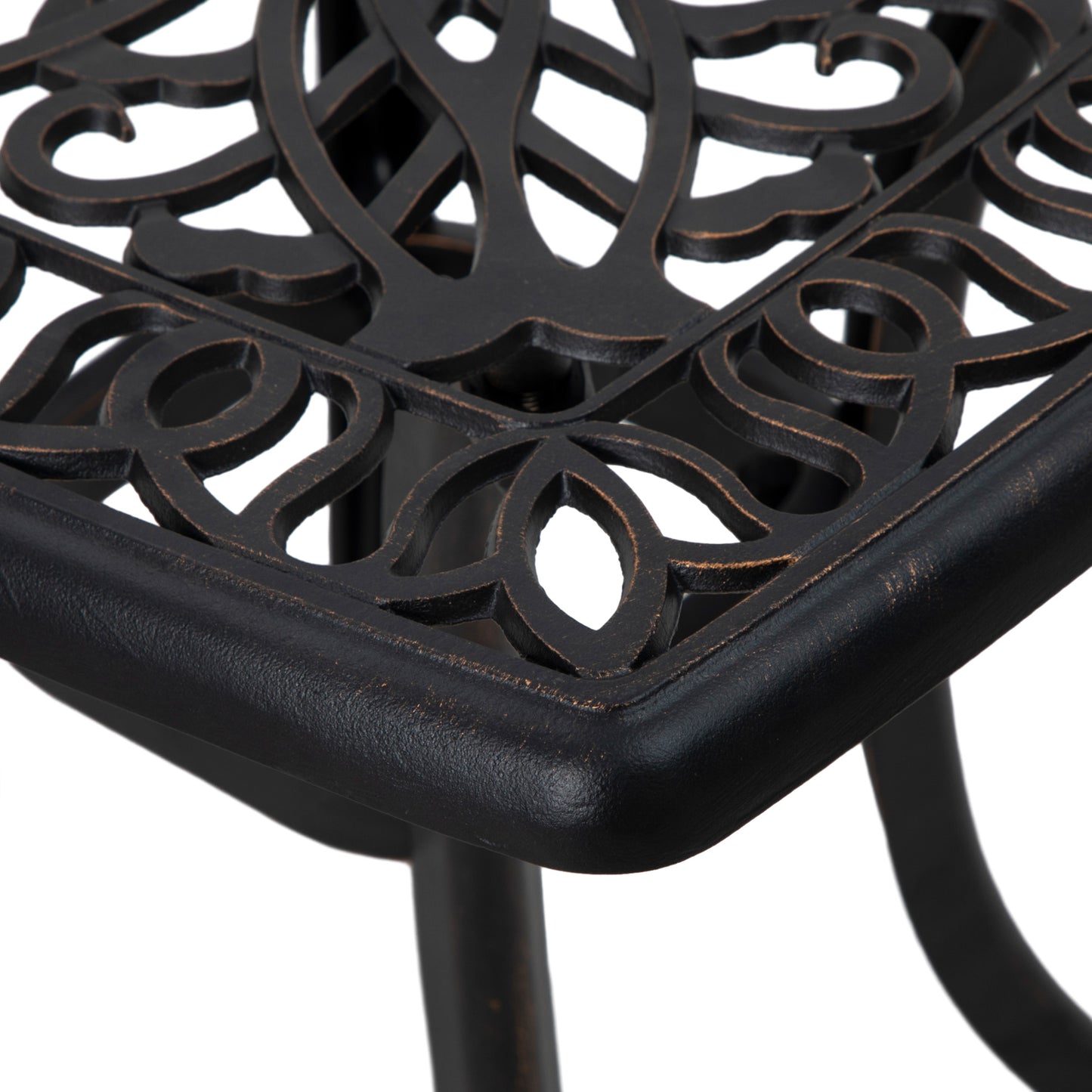 Kesa Cast Aluminium Bronze Square Outdoor Bistro Table With Umbrella Hole
