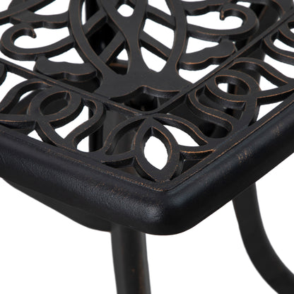 Kesa Cast Aluminium Bronze Square Outdoor Bistro Table With Umbrella Hole