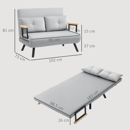 Pazike Light Grey 4 In One Convertible Double Sofa Bed With Cushions
