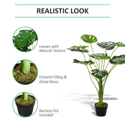 Rehala Artificial Monstera Leaf Style Plant In Pot For Indoor And Sheltered Outdoor Areas
