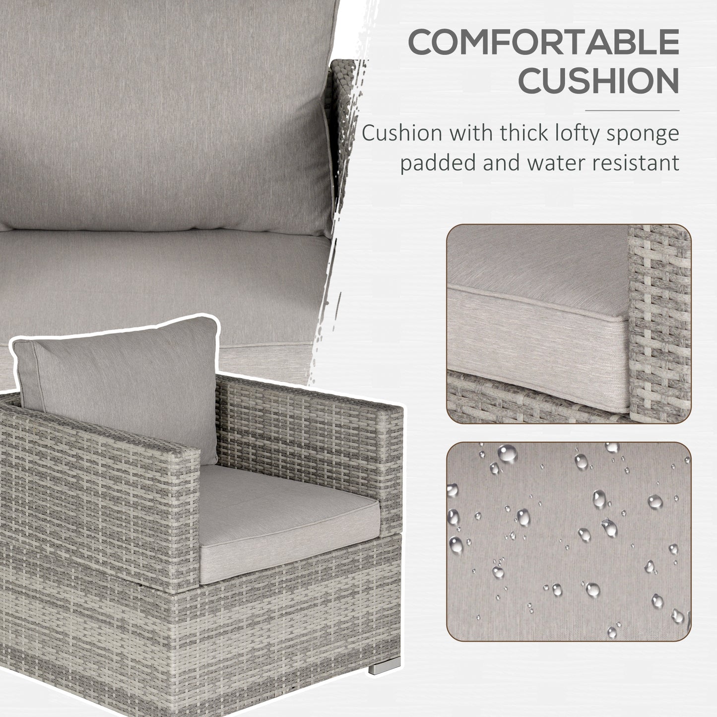 Karettano Rattan Grey Single Outdoor Armchair With Cushions And Armrests