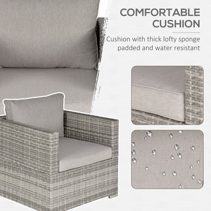 Karettano Rattan Grey Single Outdoor Armchair With Cushions And Armrests