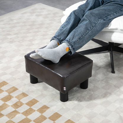 Fatopa Brown Faux Leather Cube Footstool With 4 Plastic Feet
