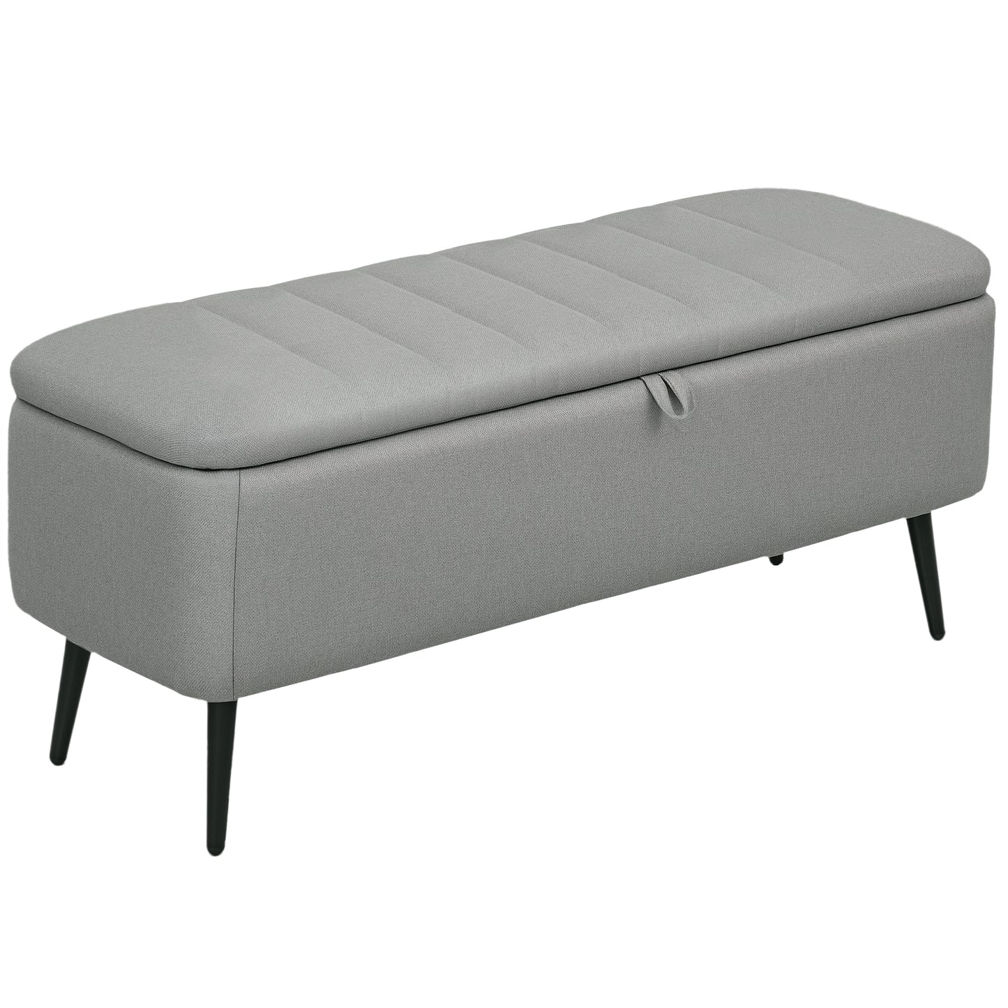 Harika Linen Look Light Grey Storage Ottoman