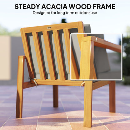 Rotoyo Teak Wood 4 Seater Outdoor Garden Furniture Set with Grey Cushions