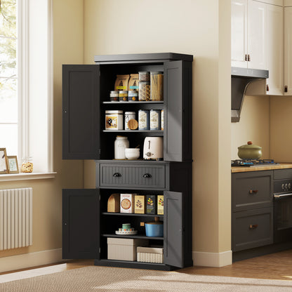 Nafino Wooden Black Freestanding Multi Storage Kitchen Cabinet