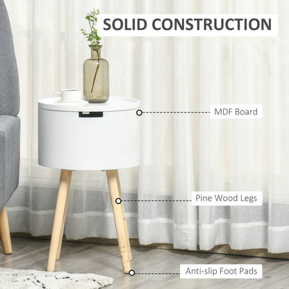 Seka Wood White Set Of 2 Round Bedside Tables With Storage