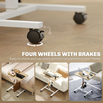 Noyoti White And Wood Effect Adjustable Laptop Stand Desk