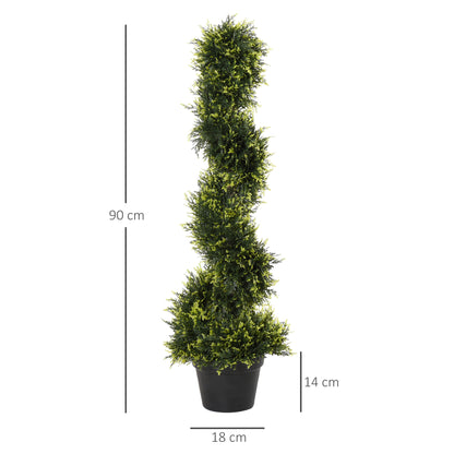 Dinolu Set Of 2 Artificial Spiral ShaFauxd Topiary Trees In Pots For Indoor Workspaces