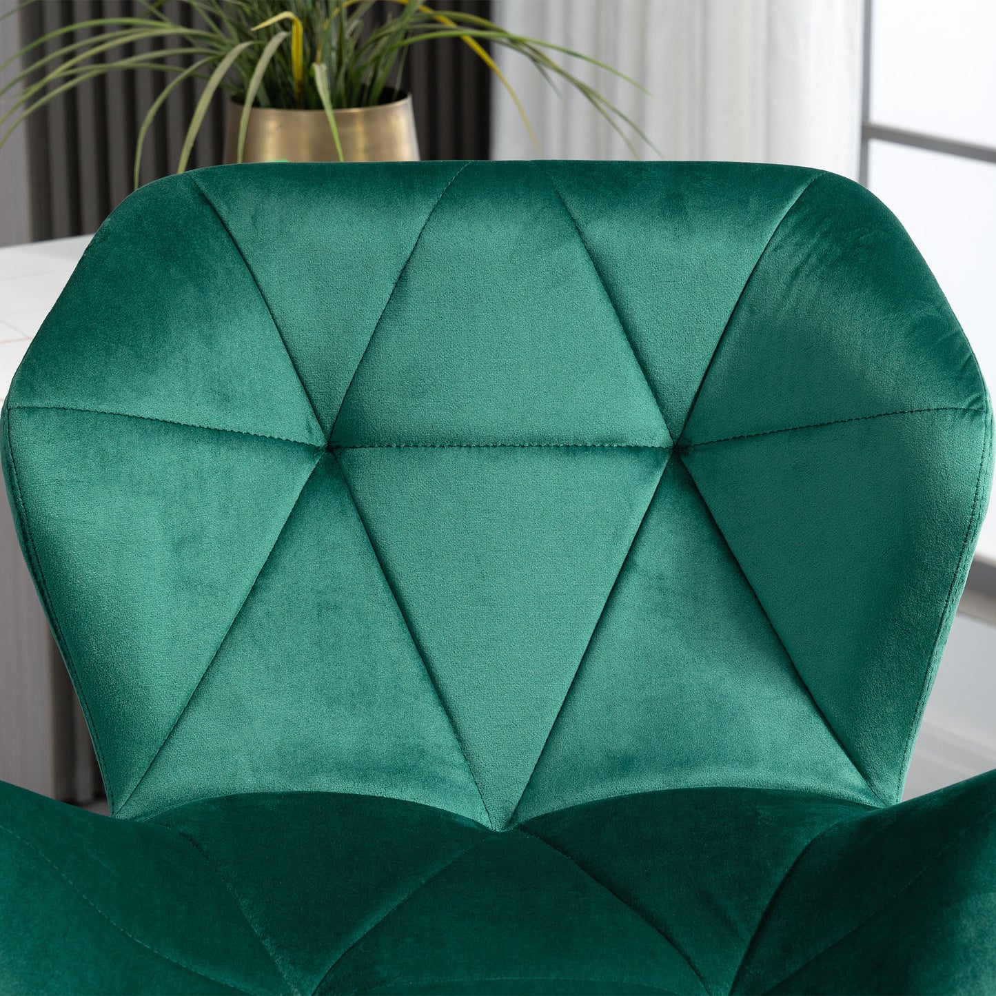 Somaveno Velvet Green Adjustable H8 Bar Stools Set Of 2 With Metal Base And Footrest