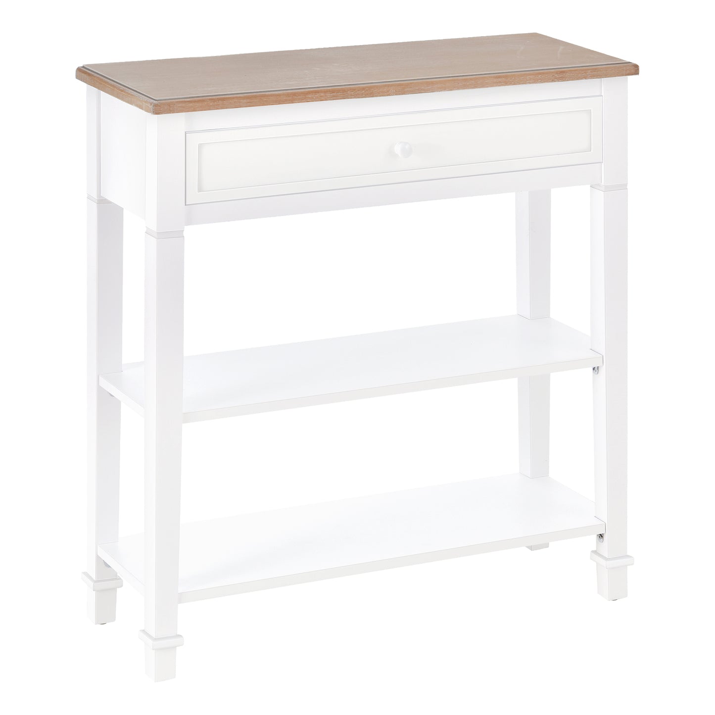Sacoso Wooden Natural Retro  Hallway Console Table With Drawer And Dual Shelves