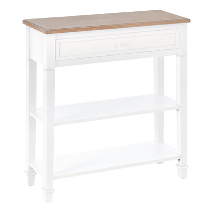 Sacoso Wooden Natural Retro  Hallway Console Table With Drawer And Dual Shelves