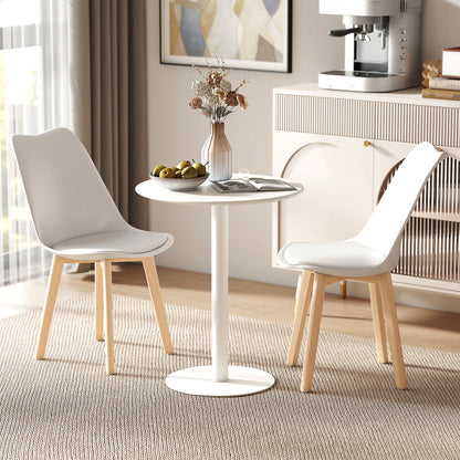 Susuyo Metal And Wood White Round Dining Table With Steel Base 60 x 60 cm