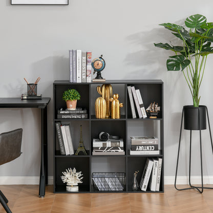 Remamo Wood Black 3 Tier 9 Cube Storage Bookcase