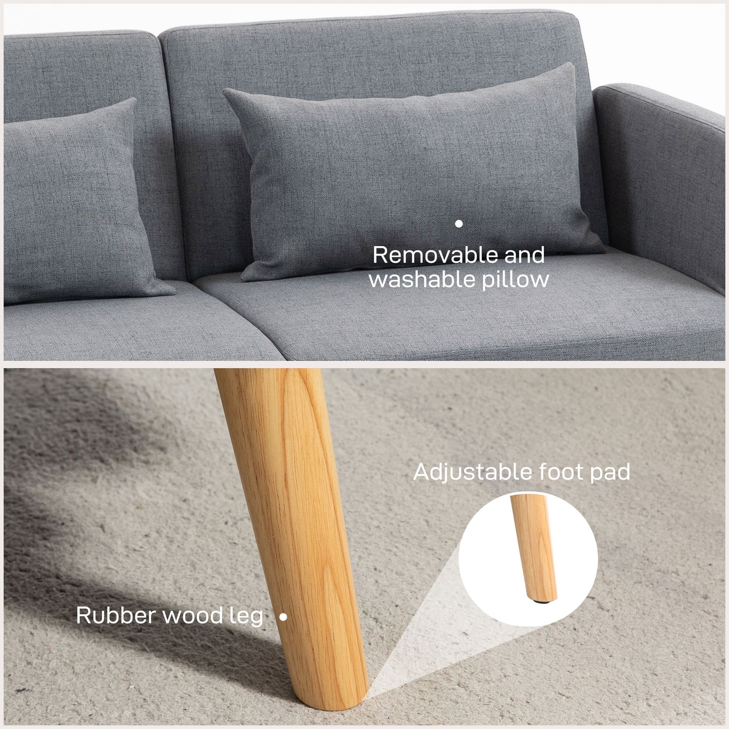 Torive Nove Grey 2 Seater Click Clack Sofa Bed With Cushions
