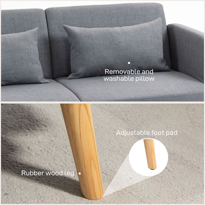Torive Nove Grey 2 Seater Click Clack Sofa Bed With Cushions